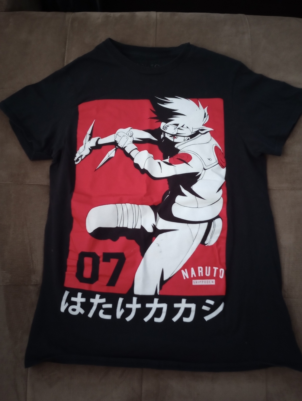 Adult - Black Shirt W/ Red And White Naruto Graphic